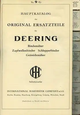 Deering IHC Hauptkatalog Ersatzteile 1930er Jahre