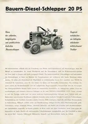 Lanz Aulendorf Diesel Schlepper 20 PS Prospekt 1930er Jahre