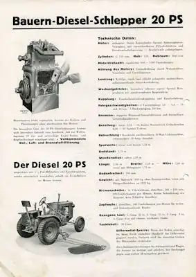 Lanz Aulendorf Diesel Schlepper 20 PS Prospekt 1930er Jahre