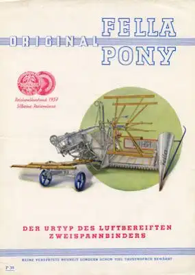 Fella Zweispannbinder PONY Prospekt 1939