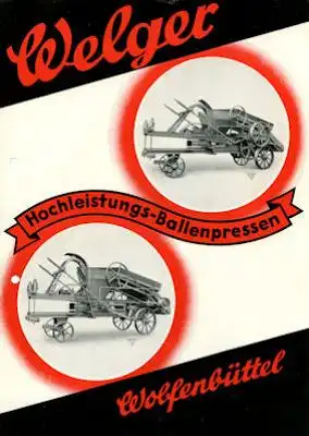 Welger Ballenpressen Prospekt 1937
