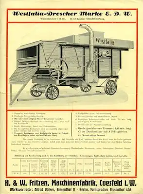 Westfalia Drescher Prospekt ca. 1930