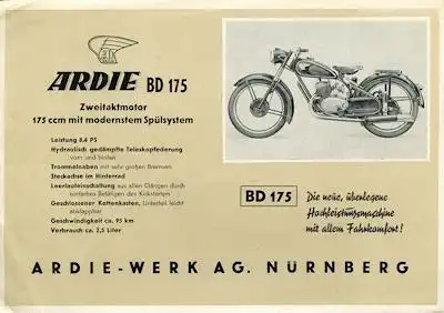 Ardie BD 175 + B 251 Prospekt 1951