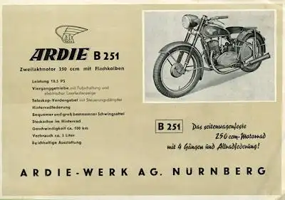 Ardie BD 175 + B 251 Prospekt 1951