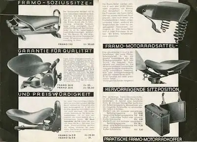 Framo Motorrad Zubehör Prospekt 1939