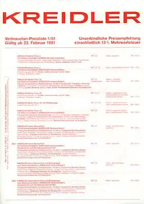 Kreidler Preisliste 2.1981