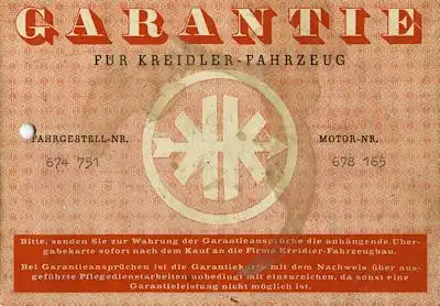 Kreidler Garantiekarte 1961