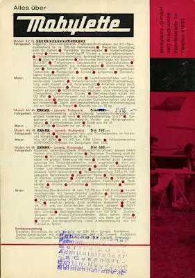 Mobylette Programm 1960er Jahre