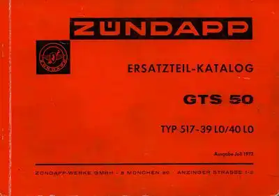 Zündapp GTS 50 Ersatzteilliste 7.1973