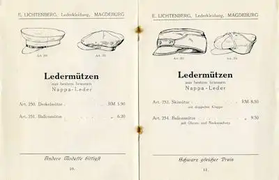 Ernst Lichtenberg Lederbekleidung Katalog 1927