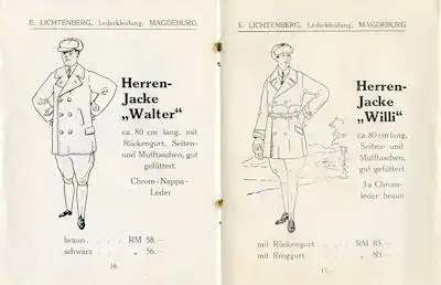 Ernst Lichtenberg Lederbekleidung Katalog 1927