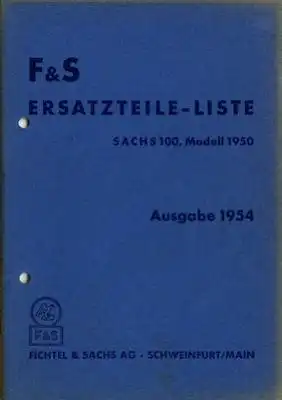 Sachs 100 ccm Mod. 50 Ersatzteilliste 1954