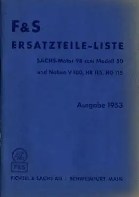Sachs 98 ccm Mod. 50 Ersatzteilliste 1953