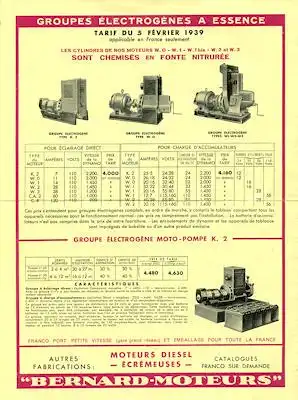 Bernard Moteurs Prospekt 1939