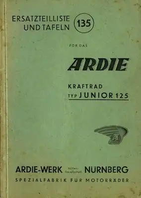 Ardie Ersatzteilliste Junior 125 1939