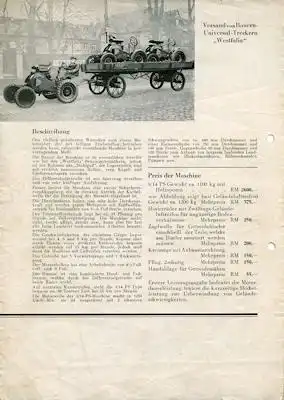 Bauern-Universal-Trecker Westfalia Prospekt 1930er Jahre