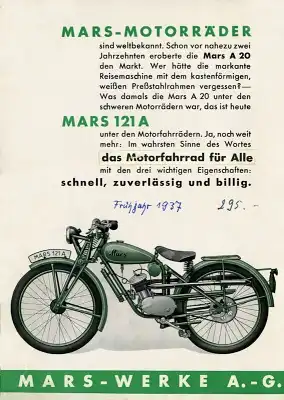 Mars Motorfahrrad 121 A Prospekt 1937