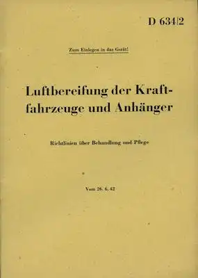 Luftbereifung der Kfz und Anhänger D 634/2 1942