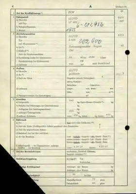 Lloyd LP 600 Original Fahrzeugbrief 1955