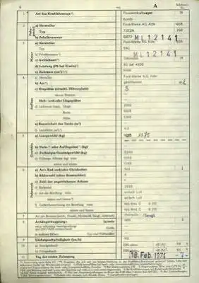 Ford Lkw 72E2A Original Fahrzeugbrief 1974