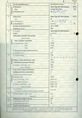 Opel Kadett A Caravan Original Fahrzeugbrief 1963