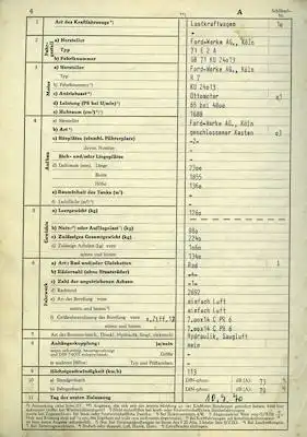 Ford Lkw 71E2A Original Fahrzeugbrief 1970