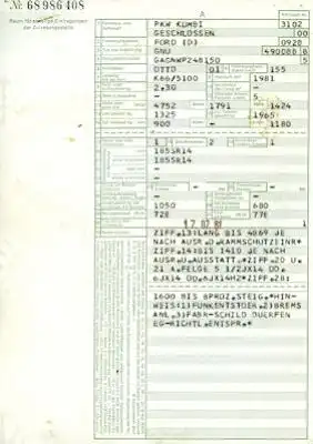 Ford Typ GNU Original Fahrzeugbrief 1981