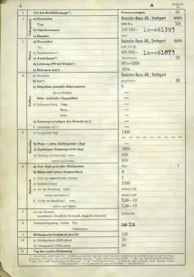 Mercedes Benz 190 Dc Original Fahrzeugbrief 1963