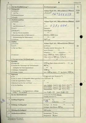 Opel Rekord P 1 Caravan Original Fahrzeugbrief 1961 1500 cm