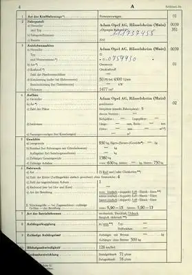 Opel Rekord P 1 Original Fahrzeugbrief 1961 1500 cm