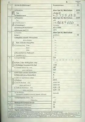 Opel Kadett B Original Fahrzeugbrief 1966