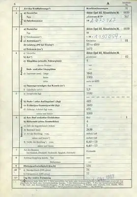 Opel Rekord P 2 Caravan Original Fahrzeugbrief 1963 1500 cm