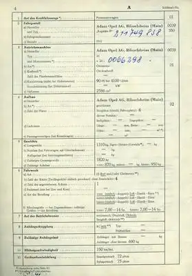 Opel Kapitän Original Fahrzeugbrief 1961