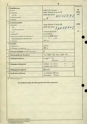 DKW RT 200/3 Original Fahrzeugbrief 1956