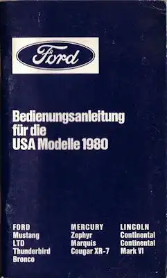 Ford USA Modelle Bedienungsanleitung 1980