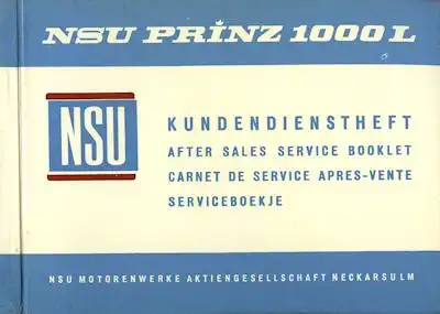 NSU Prinz L Kundendienstheft ca. 1964