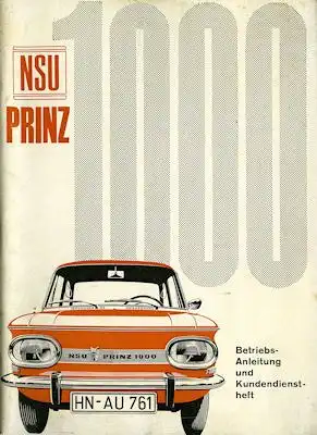 NSU Prinz 1000 Bedienungsanleitung ca. 1970