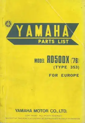 Yamaha RD 50 DX Ersatzteilliste 1976