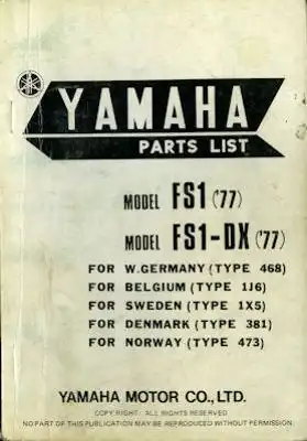 Yamaha FS 1 Ersatzteilliste 1977
