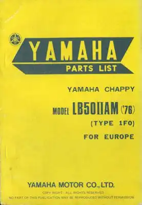 Yamaha LB 50 Chappy Ersatzteilliste 1976
