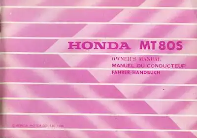 Honda MT 80 S Bedienungsanleitung 1980