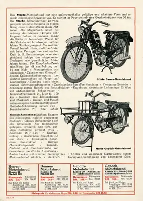 Miele Motorfahrrad Prospekt 1938