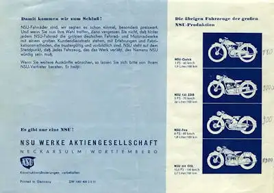 NSU Fahrrad Prospekt 2.1950