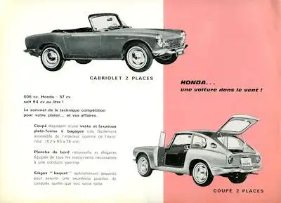 Honda S 600 Cabriolet / Coupe Prospekt 1960er Jahre