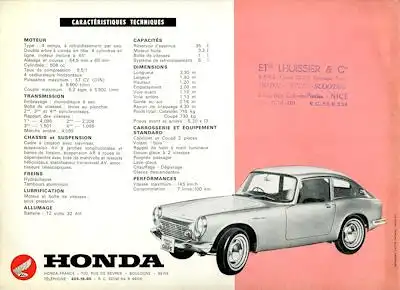 Honda S 600 Cabriolet / Coupe Prospekt 1960er Jahre
