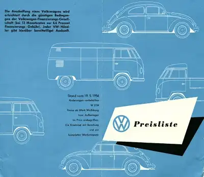 VW Preisliste 5.1956