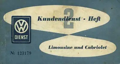 VW Kundendienstheft 2 11.1954