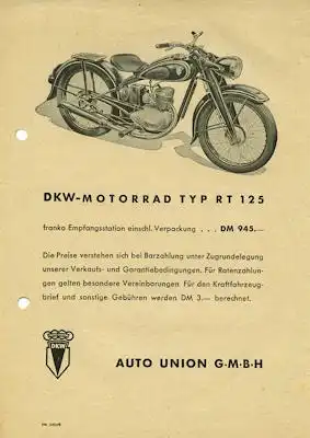 DKW RT 125 Prospekt 1950/51