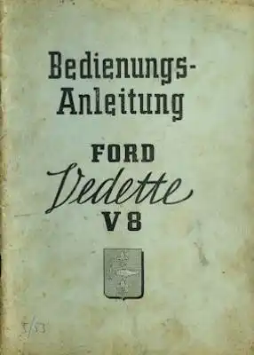 Ford Vedette V 8 Bedienungsanleitung 1953