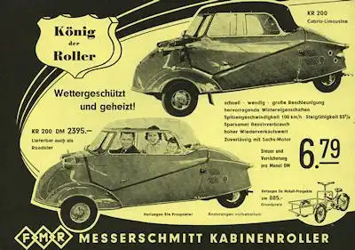 Messerschmitt Tg 500 Prospekt 1950er Jahre